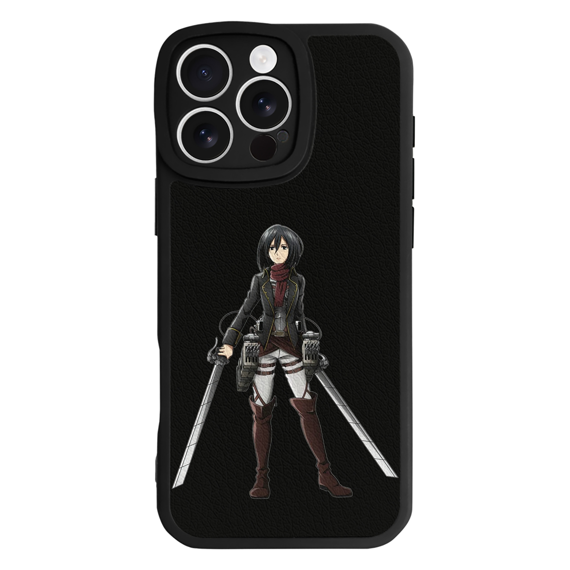 （画像用） 進撃の巨人 ミカサ·アッカーマン Attack on Titan Mikasa Ackerman 【iPhone 16シリーズ対応】シリコンスマホケース（レザー調） 材質：シリコン